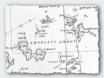 The Amphelett Island Group, just south of the Trobriand Islands, is a small ring of extinct volcanos.