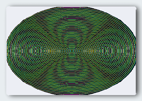 A moire pattern of two sets of concentric elipses. Click to learn more about these.