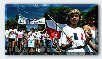 A demonstration in Noumea in 1984 against separating from France.
