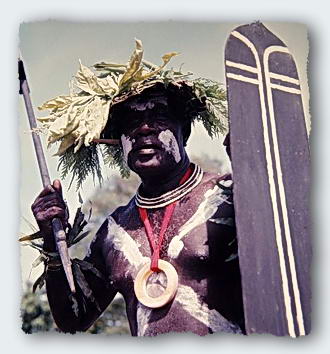 A Ceremonial Warrior expresses the tradition of prejudice in the Solomon Islands.  