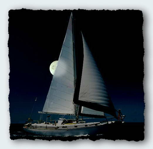 Moira by moolight off the coast of Queensland on one of the best sails ever.