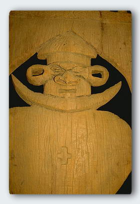 A Kanak mask that once guarded the entrance to a chief's home in New Caledonia 